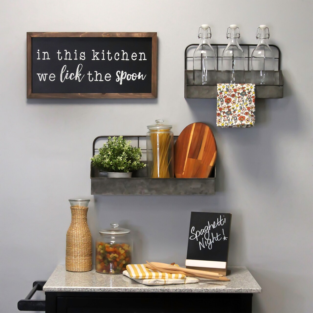 Contemporary Home Living 20" Black In this Kitchen We Lick the Spoon Wood Wall Art